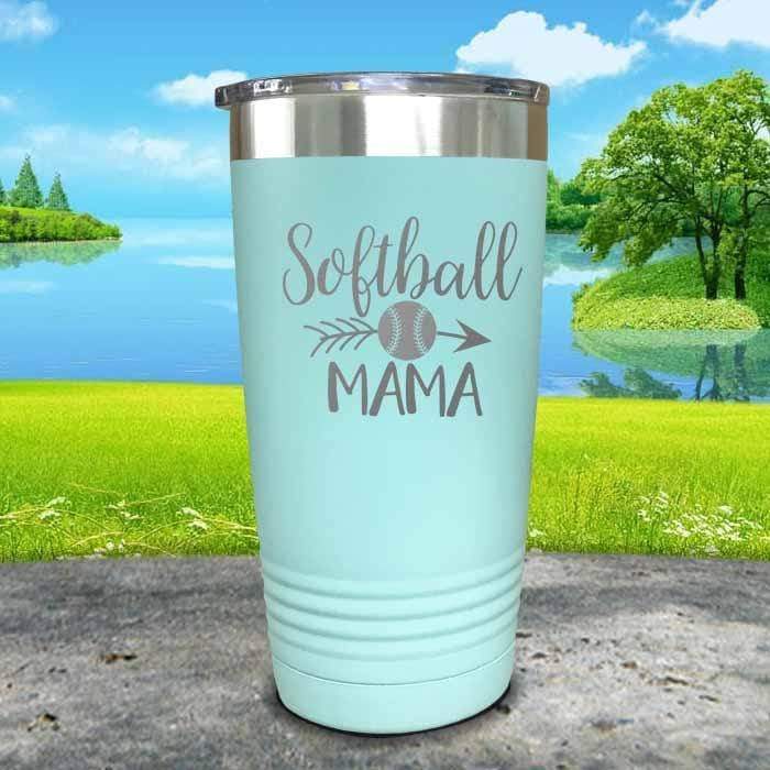 Softball Mama Engraved Tumbler Tumbler ZLAZER 20oz Tumbler Mint 