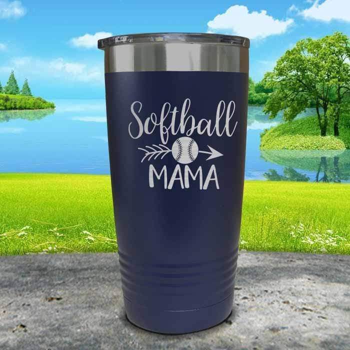 Softball Mama Engraved Tumbler Tumbler ZLAZER 20oz Tumbler Navy 