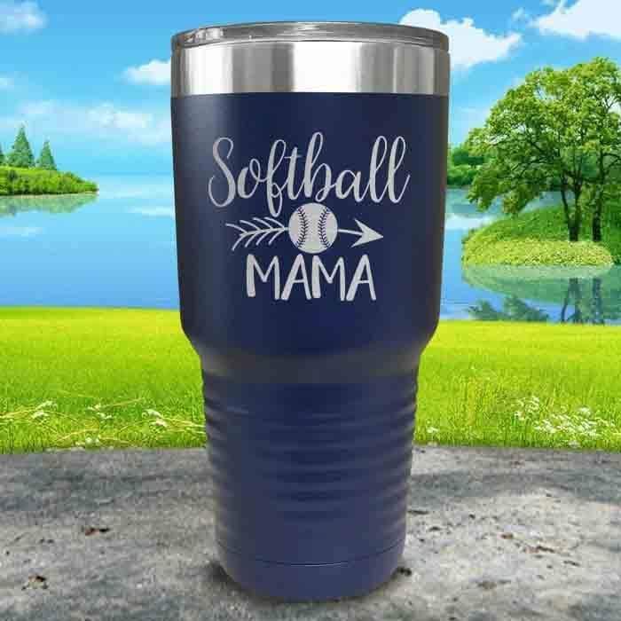 Softball Mama Engraved Tumbler Tumbler ZLAZER 30oz Tumbler Navy 