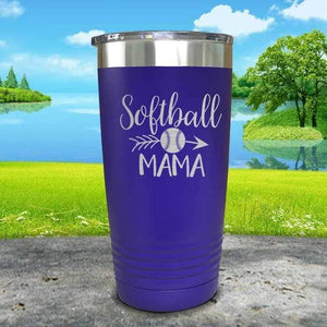 Softball Mama Engraved Tumbler Tumbler ZLAZER 20oz Tumbler Royal Purple 