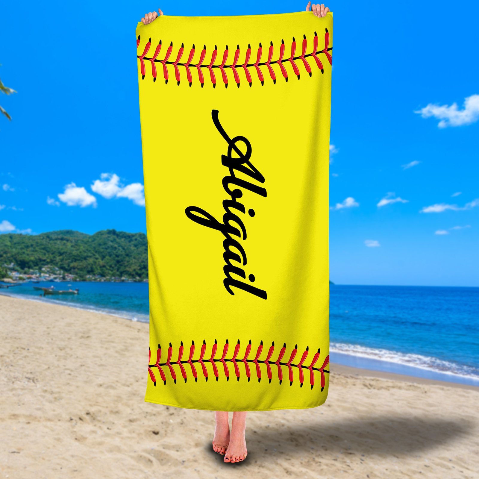 Personalized Softball Premium Beach/Pool Towel
