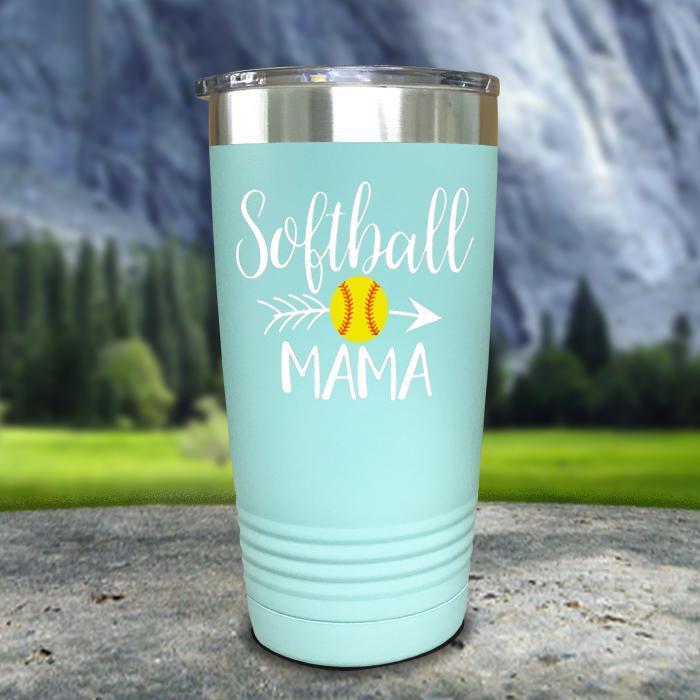 Softball Mama Color Printed Tumblers Tumbler ZLAZER 20oz Tumbler Mint 