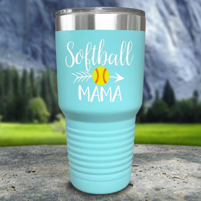 Softball Mama Color Printed Tumblers Tumbler ZLAZER 30oz Tumbler Mint 