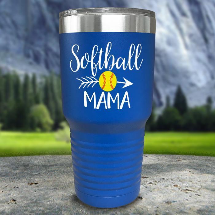 Softball Mama Color Printed Tumblers Tumbler ZLAZER 30oz Tumbler Blue 