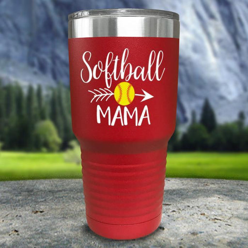 Softball Mama Color Printed Tumblers Tumbler ZLAZER 30oz Tumbler Red 