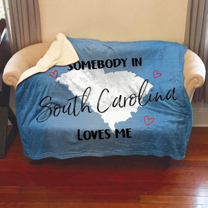 Somebody Loves Me (CUSTOM) Sherpa Blanket Blankets CustomCat South Carolina 