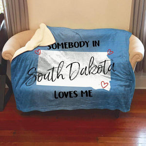 Somebody Loves Me (CUSTOM) Sherpa Blanket Blankets CustomCat South Dakota 
