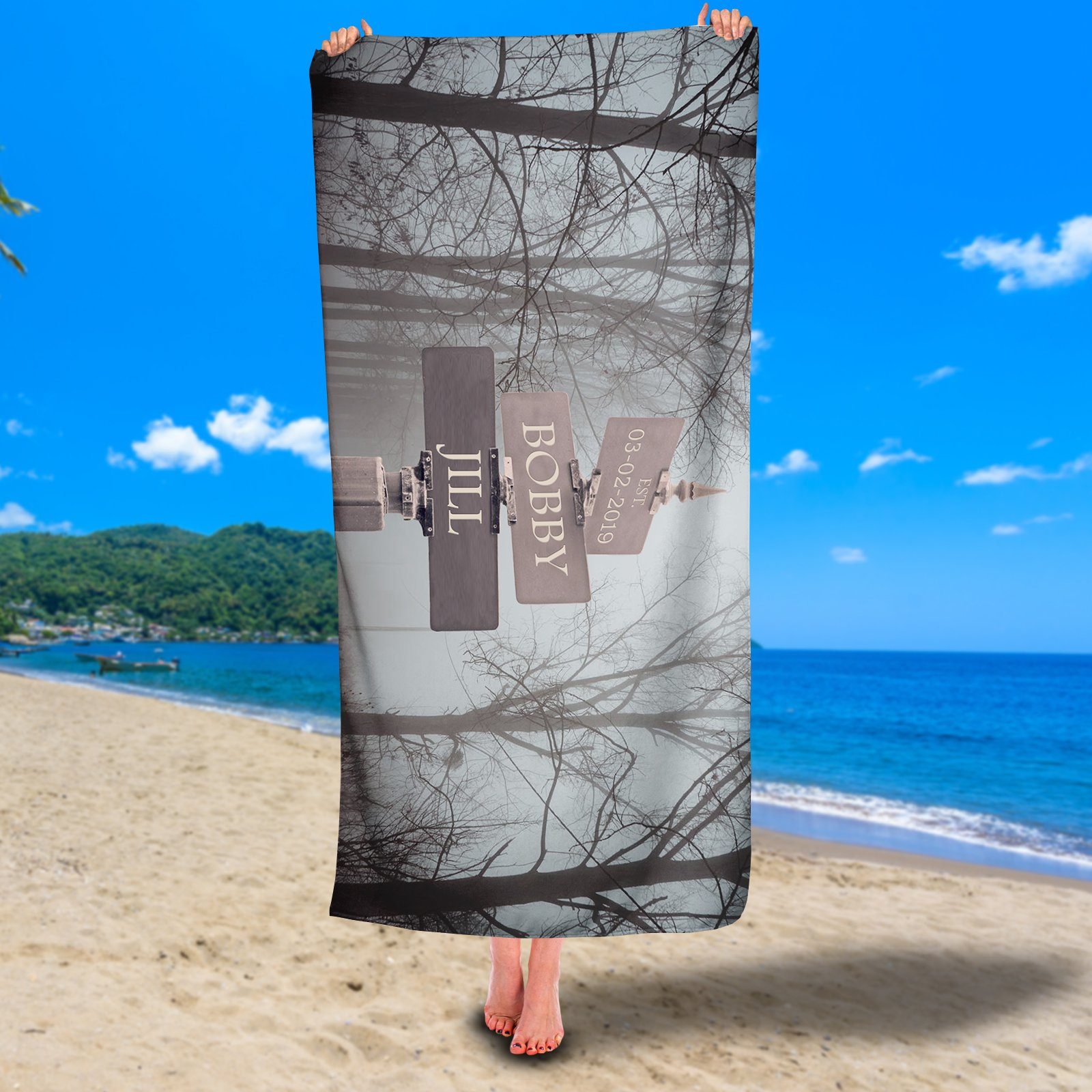 Personalized Street Sign Premium Beach/Pool Towel