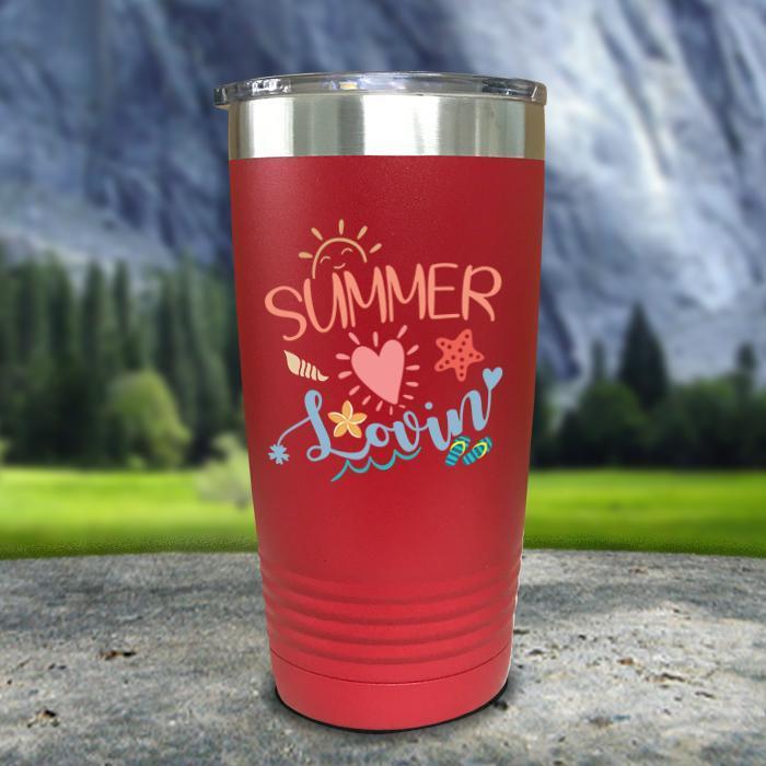 Summer Lovin' Color Printed Tumblers Tumbler ZLAZER 20oz Tumbler Red 