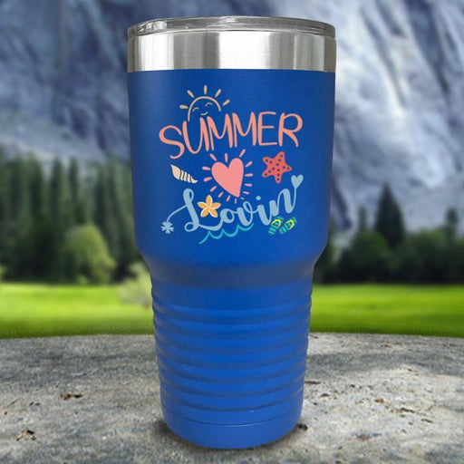 Summer Lovin' Color Printed Tumblers Tumbler ZLAZER 30oz Tumbler Blue 