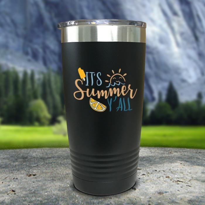 It's Summer Y'all Color Printed Tumblers Tumbler ZLAZER 20oz Tumbler Black 