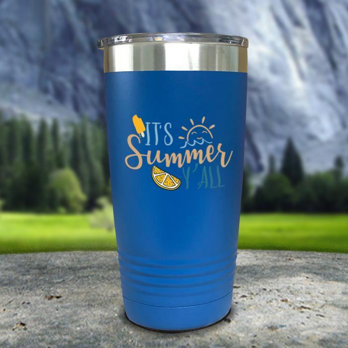 It's Summer Y'all Color Printed Tumblers Tumbler ZLAZER 20oz Tumbler Blue 