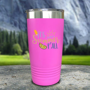 It's Summer Y'all Color Printed Tumblers Tumbler Nocturnal Coatings 20oz Tumbler Pink 