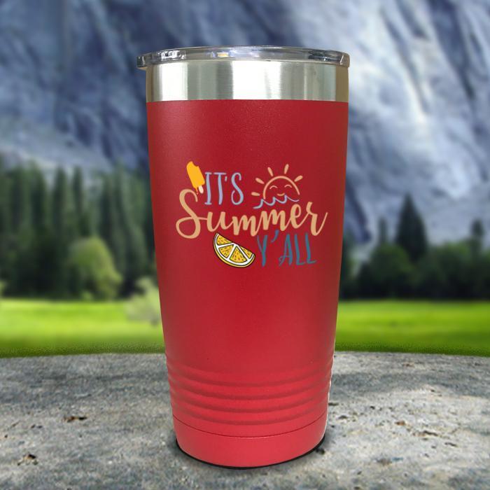 It's Summer Y'all Color Printed Tumblers Tumbler ZLAZER 20oz Tumbler Red 