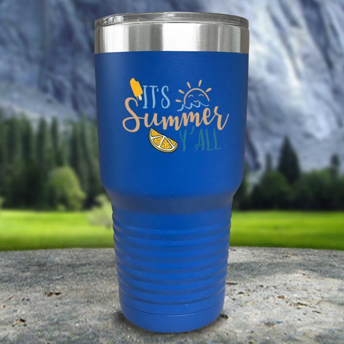 It's Summer Y'all Color Printed Tumblers Tumbler ZLAZER 30oz Tumbler Blue 