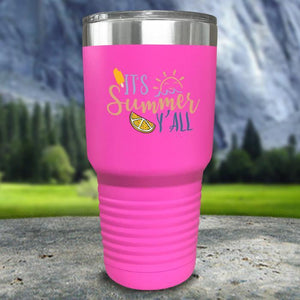 It's Summer Y'all Color Printed Tumblers Tumbler Nocturnal Coatings 30oz Tumbler Pink 