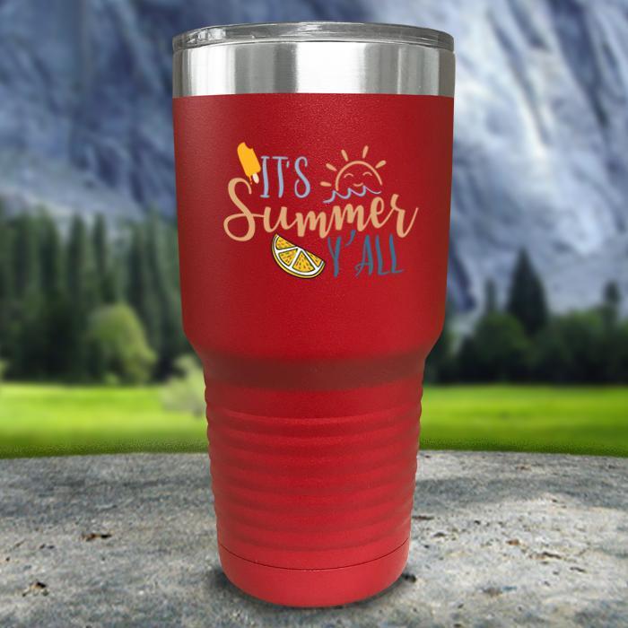 It's Summer Y'all Color Printed Tumblers Tumbler ZLAZER 30oz Tumbler Red 