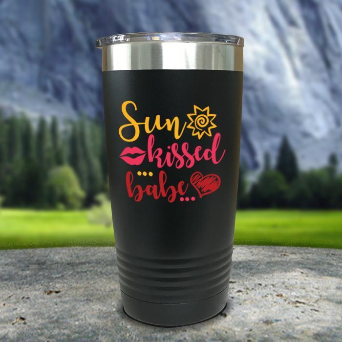 Sun Kissed Babe Color Printed Tumblers Tumbler ZLAZER 20oz Tumbler Black 