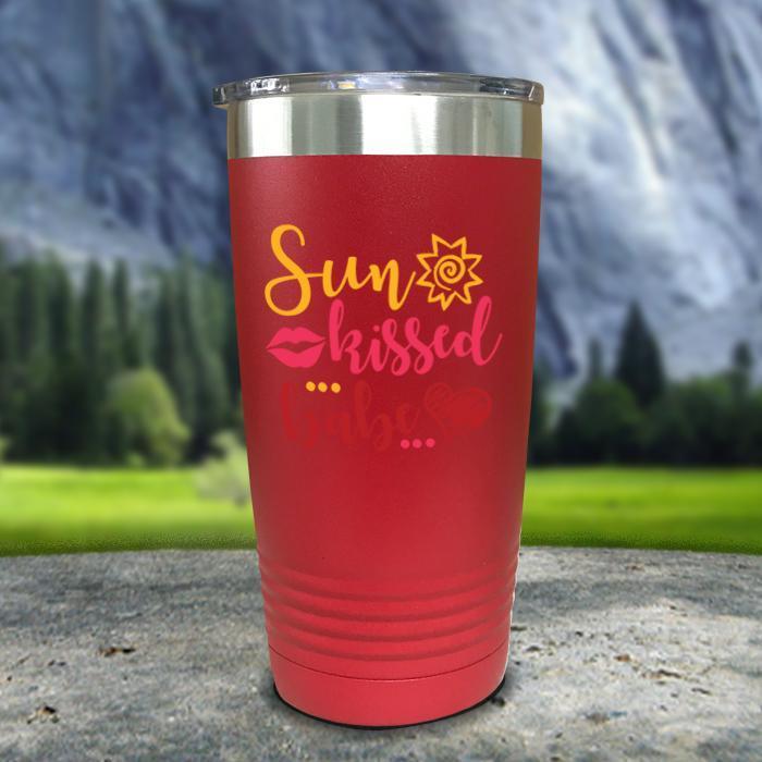 Sun Kissed Babe Color Printed Tumblers Tumbler ZLAZER 20oz Tumbler Red 