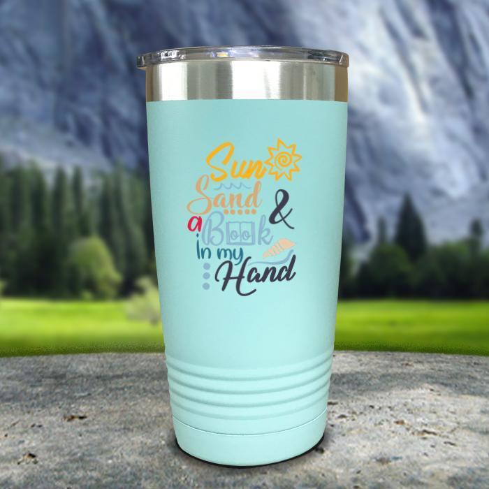 Sun Sand and A Book In My Hand Color Printed Tumblers Tumbler ZLAZER 20oz Tumbler Mint 