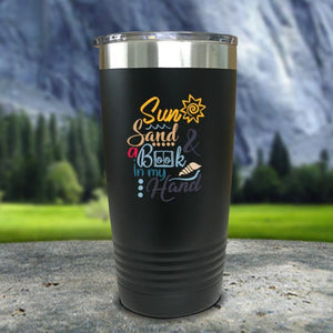 Sun Sand and A Book In My Hand Color Printed Tumblers Tumbler Nocturnal Coatings 20oz Tumbler Black 