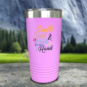 Sun Sand and A Book In My Hand Color Printed Tumblers Tumbler Nocturnal Coatings 20oz Tumbler Lavender 