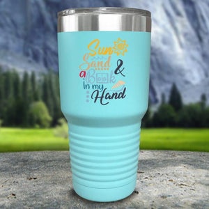 Sun Sand and A Book In My Hand Color Printed Tumblers Tumbler Nocturnal Coatings 30oz Tumbler Mint 