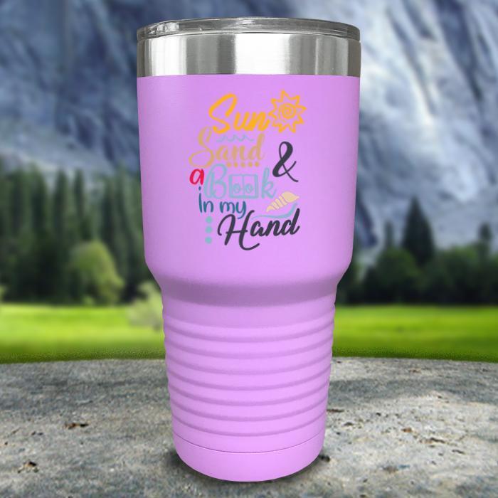 Sun Sand and A Book In My Hand Color Printed Tumblers Tumbler ZLAZER 30oz Tumbler Lavender 