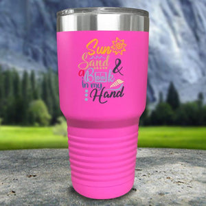 Sun Sand and A Book In My Hand Color Printed Tumblers Tumbler Nocturnal Coatings 30oz Tumbler Pink 
