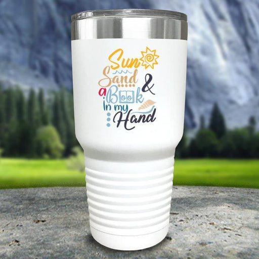 Sun Sand and A Book In My Hand Color Printed Tumblers Tumbler ZLAZER 