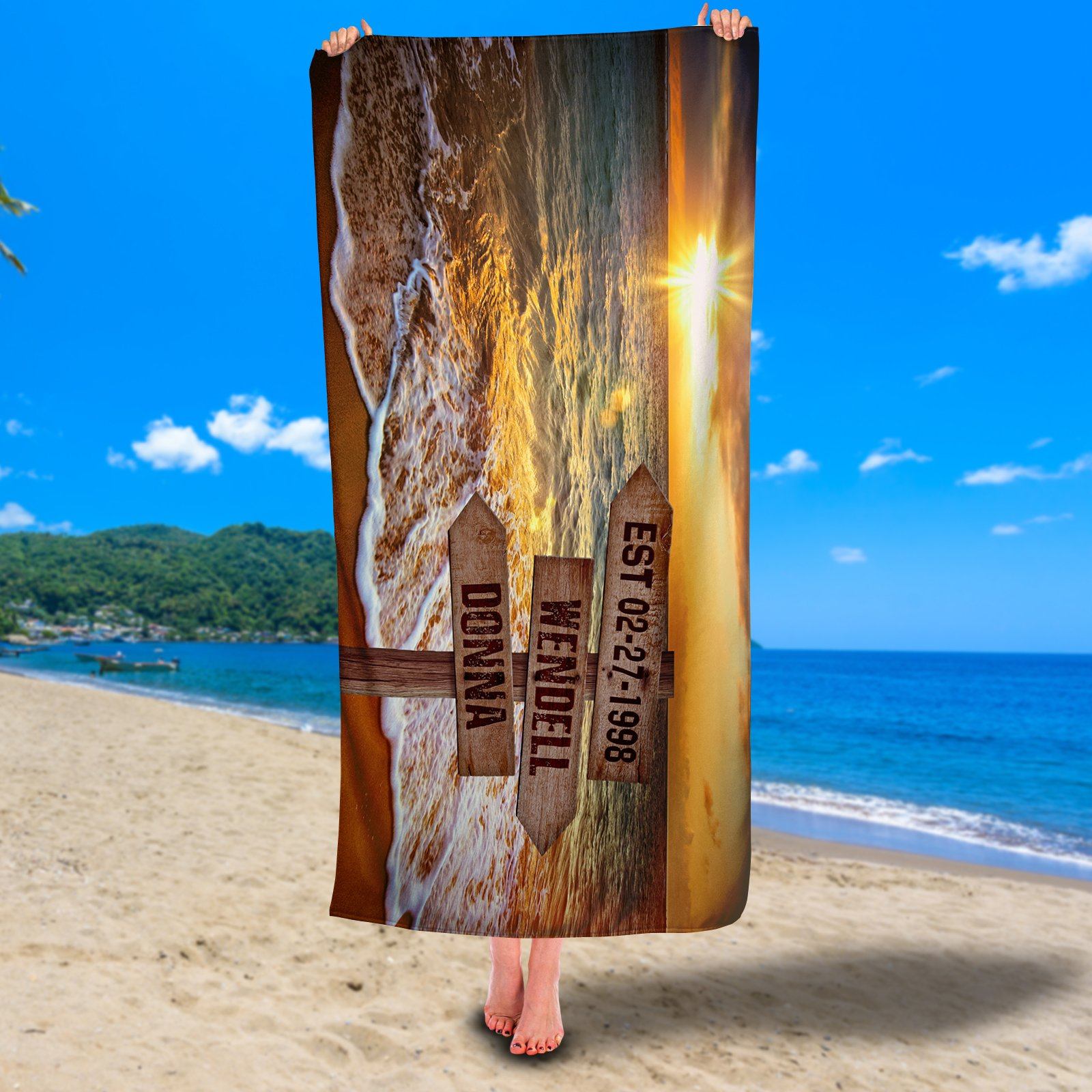 Personalized Sunset Beach Premium Beach/Pool Towel