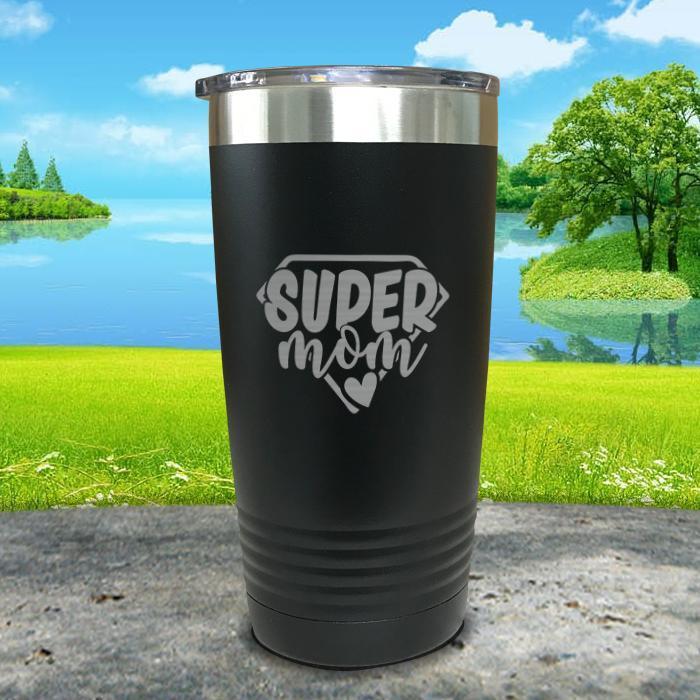 Super Mom Engraved Tumbler Tumbler ZLAZER 20oz Tumbler Black 