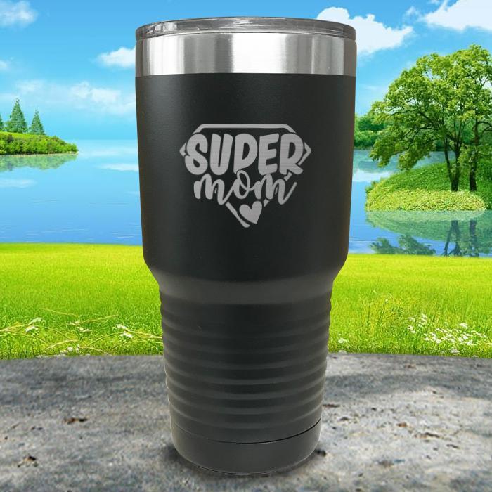 Super Mom Engraved Tumbler Tumbler ZLAZER 30oz Tumbler Black 