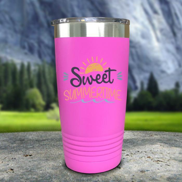 Sweet Summertime Color Printed Tumblers Tumbler ZLAZER 20oz Tumbler Pink 