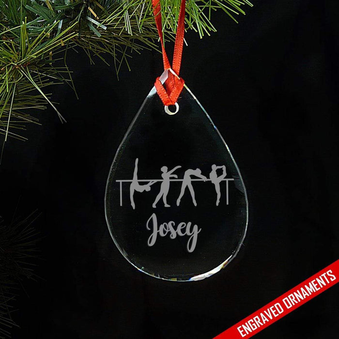 Dancer CUSTOM Engraved Glass Ornament ZLAZER Tear Drop Ornament 