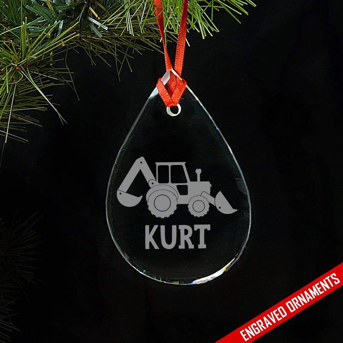 Truck CUSTOM Engraved Glass Ornament ZLAZER Tear Drop Ornament 