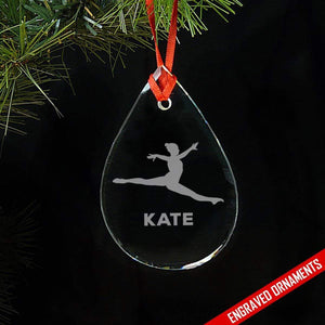 Gymnast CUSTOM Engraved Glass Ornament ZLAZER Tear Drop Ornament 