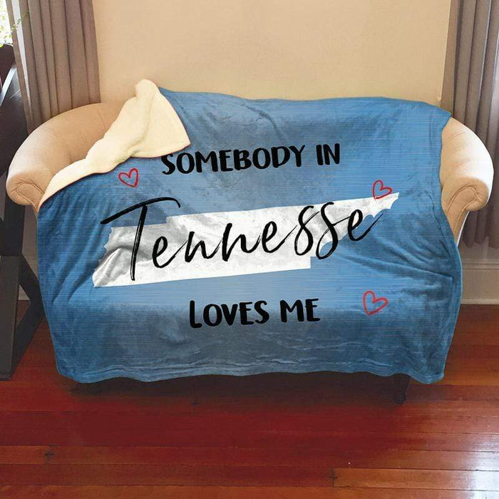 Somebody Loves Me (CUSTOM) Sherpa Blanket Blankets CustomCat Tennesse 