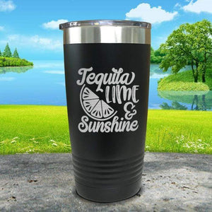 Tequila Lime and Sunshine Engraved Tumbler Tumbler ZLAZER 20oz Tumbler Black 
