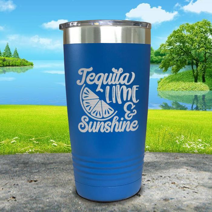 Tequila Lime and Sunshine Engraved Tumbler Tumbler ZLAZER 20oz Tumbler Blue 