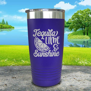 Tequila Lime and Sunshine Engraved Tumbler Tumbler ZLAZER 20oz Tumbler Royal Purple 
