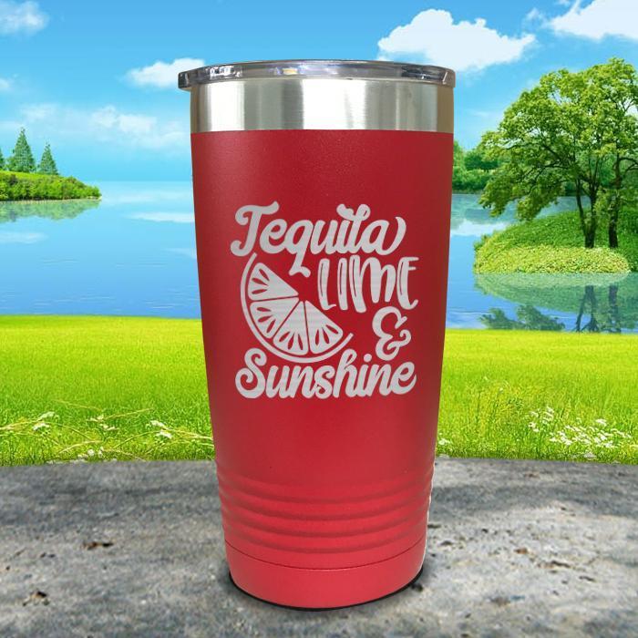 Tequila Lime and Sunshine Engraved Tumbler Tumbler ZLAZER 20oz Tumbler Red 