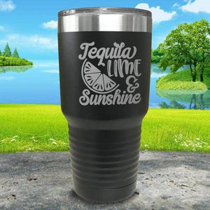 Tequila Lime and Sunshine Engraved Tumbler Tumbler ZLAZER 30oz Tumbler Black 