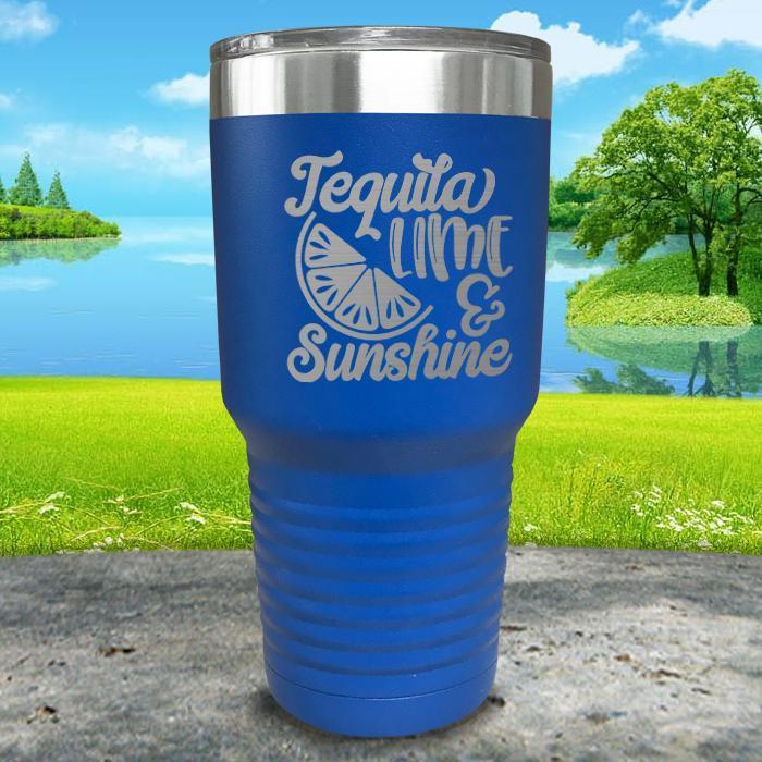 Tequila Lime and Sunshine Engraved Tumbler Tumbler ZLAZER 30oz Tumbler Blue 