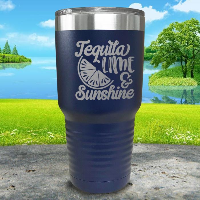 Tequila Lime and Sunshine Engraved Tumbler Tumbler ZLAZER 30oz Tumbler Navy 