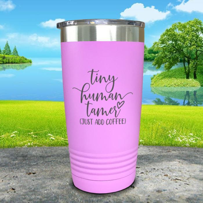 Tiny Human Tamer Engraved Tumbler Tumbler ZLAZER 20oz Tumbler Lavender 