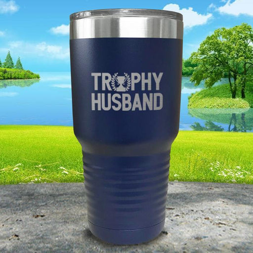 Trophy Husband Engraved Tumbler Tumbler Nocturnal Coatings 30oz Tumbler Navy 