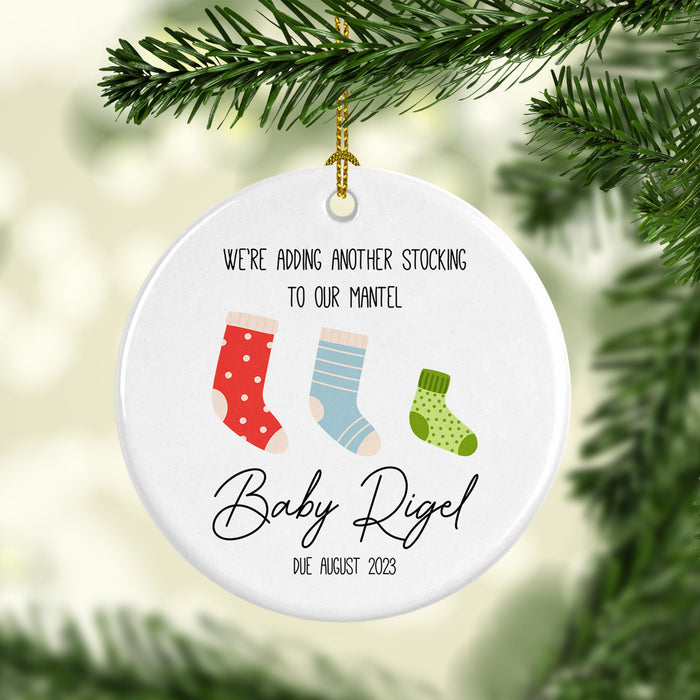 Another Stocking Personalized Ceramic Ornament - Baby's First Christmas