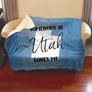 Somebody Loves Me (CUSTOM) Sherpa Blanket Blankets CustomCat Utah 