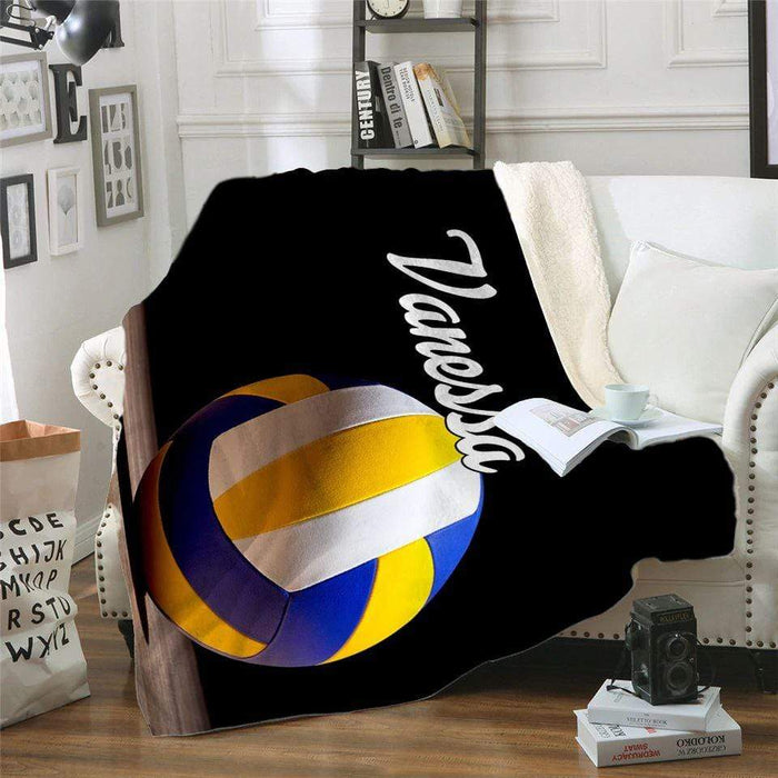 Volleyball Personalized Sherpa Blanket Blankets Lemons Are Blue 